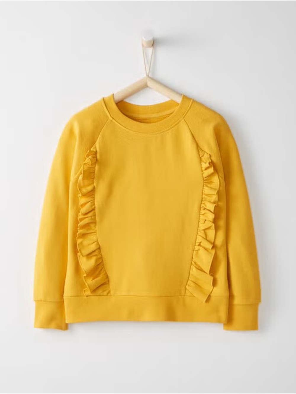 Hanna Andersson Girls' Yellow Ruffle All Play Sweatshirt In French Terry